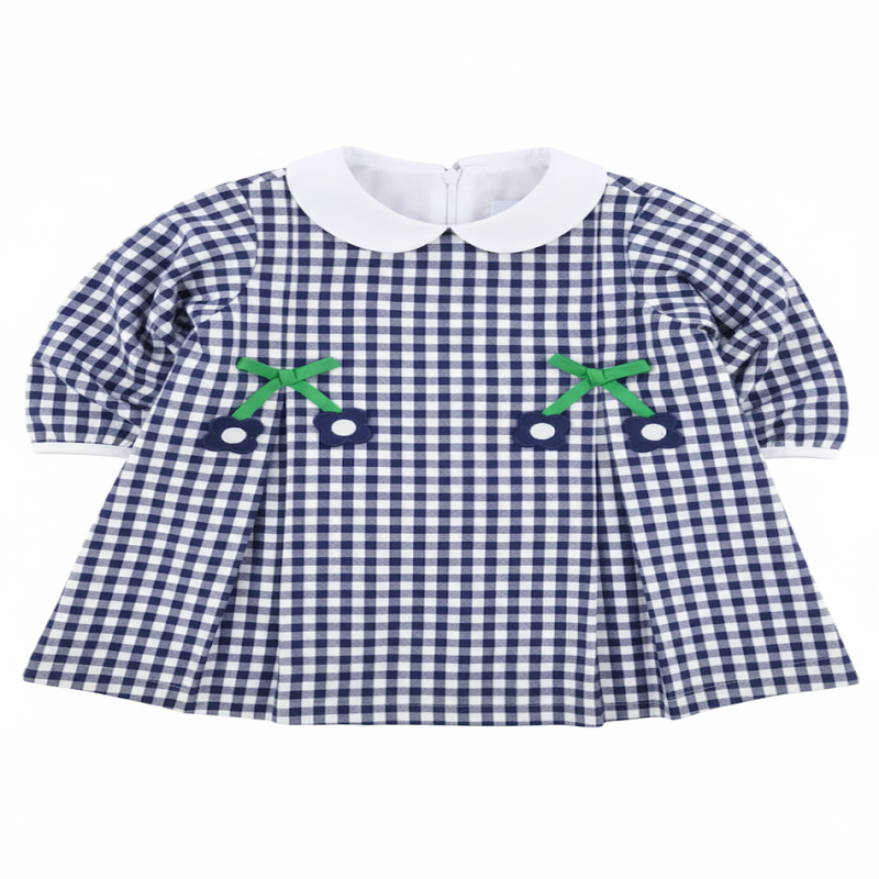 Toddler Girls Check Dress with Flowers