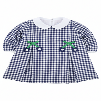 Toddler Girls Check Dress with Flowers