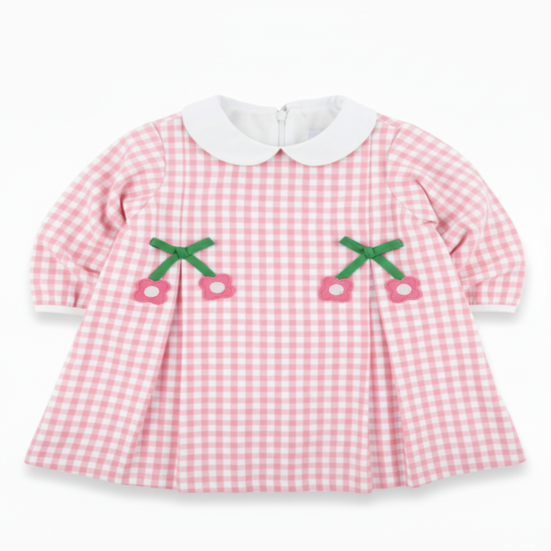 Toddler Girls Check Dress with Flowers