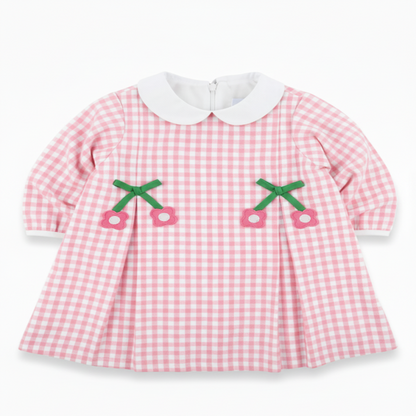 Toddler Girls Check Dress with Flowers