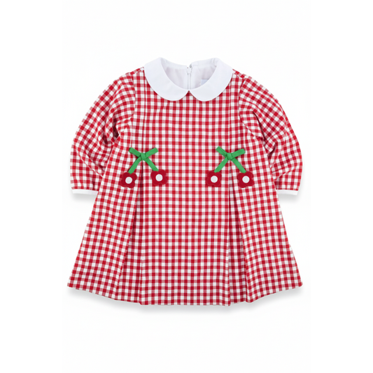 Toddler Girls Check Dress with Flowers