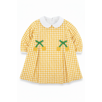 Toddler Girls Check Dress with Flowers