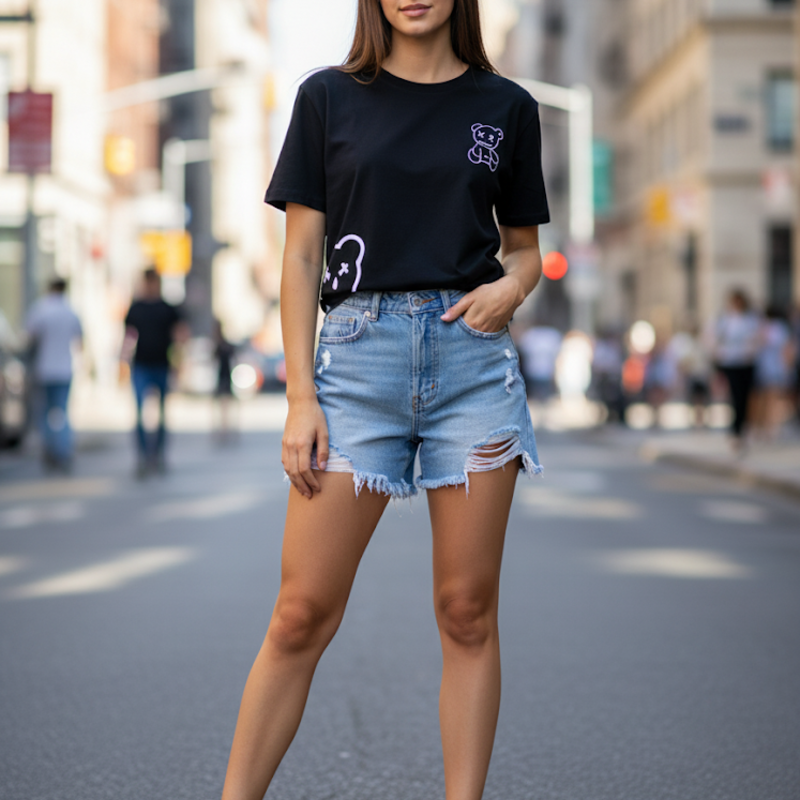 Unisex Graphic T-Shirt Casual Teddy Bear Print Tee